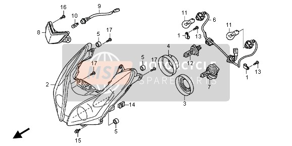 Honda NSC502WH 2013 HEADLIGHT (UK) for a 2013 Honda NSC502WH